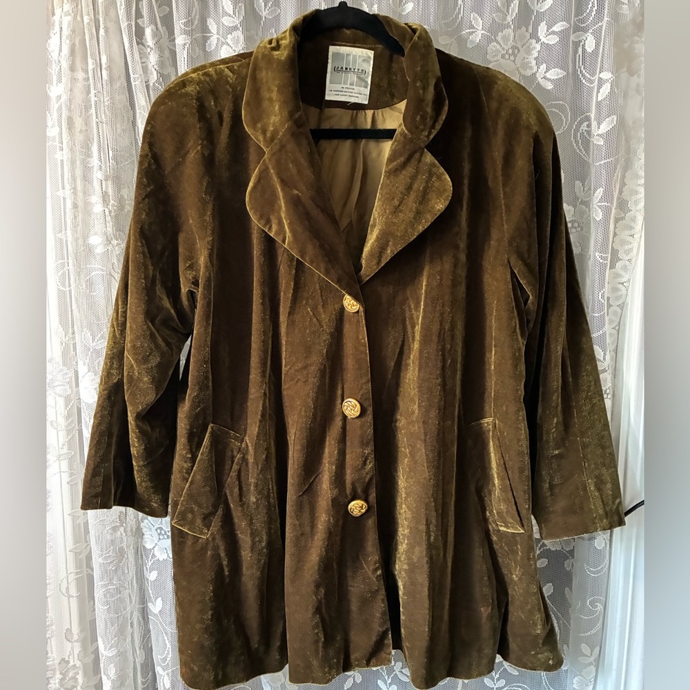 Janette the striking garment Olive Velvet Women's blazer coat size large
